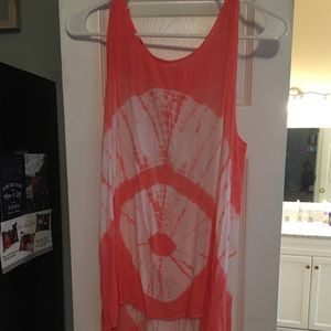 Coral tie dye tank